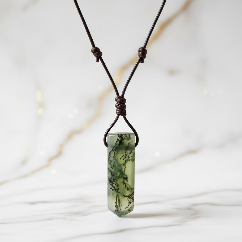 Moosachat Halskette - Gelassenheit & Gleichgewicht CrystalScents