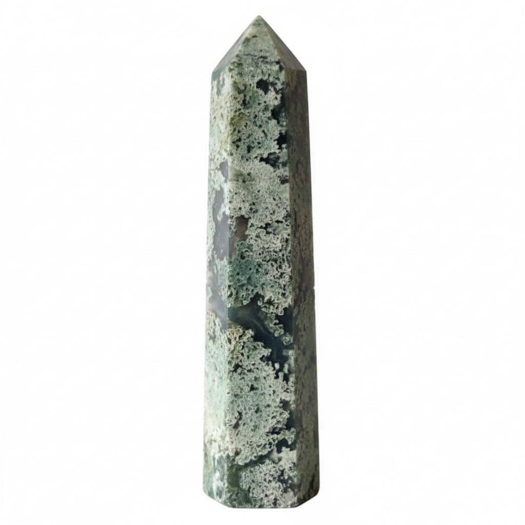 Moosachat Obelisk – Grünes Kristallhighlight CrystalScents