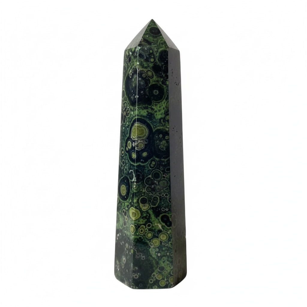 Kambaba Obelisk – Naturstein in Grün & Schwarz CrystalScents