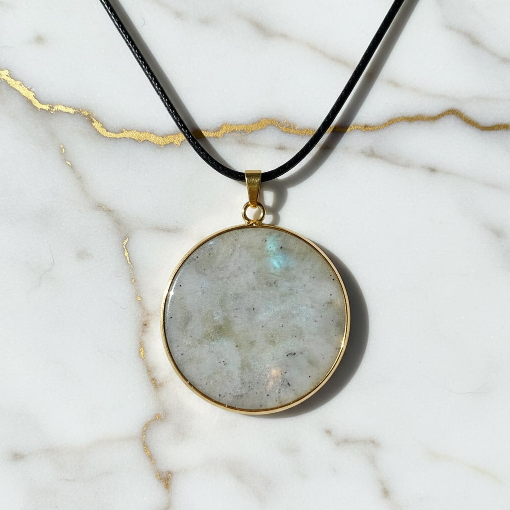 Labradorit Halskette - Krisall Scheibe CrystalScents