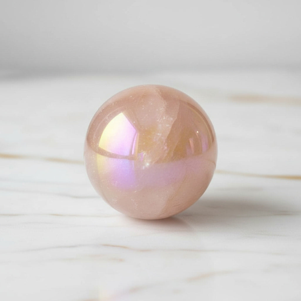 Aura Rosenquarz Kugel – Sanftes Naturjuwel für Liebe CrystalScents