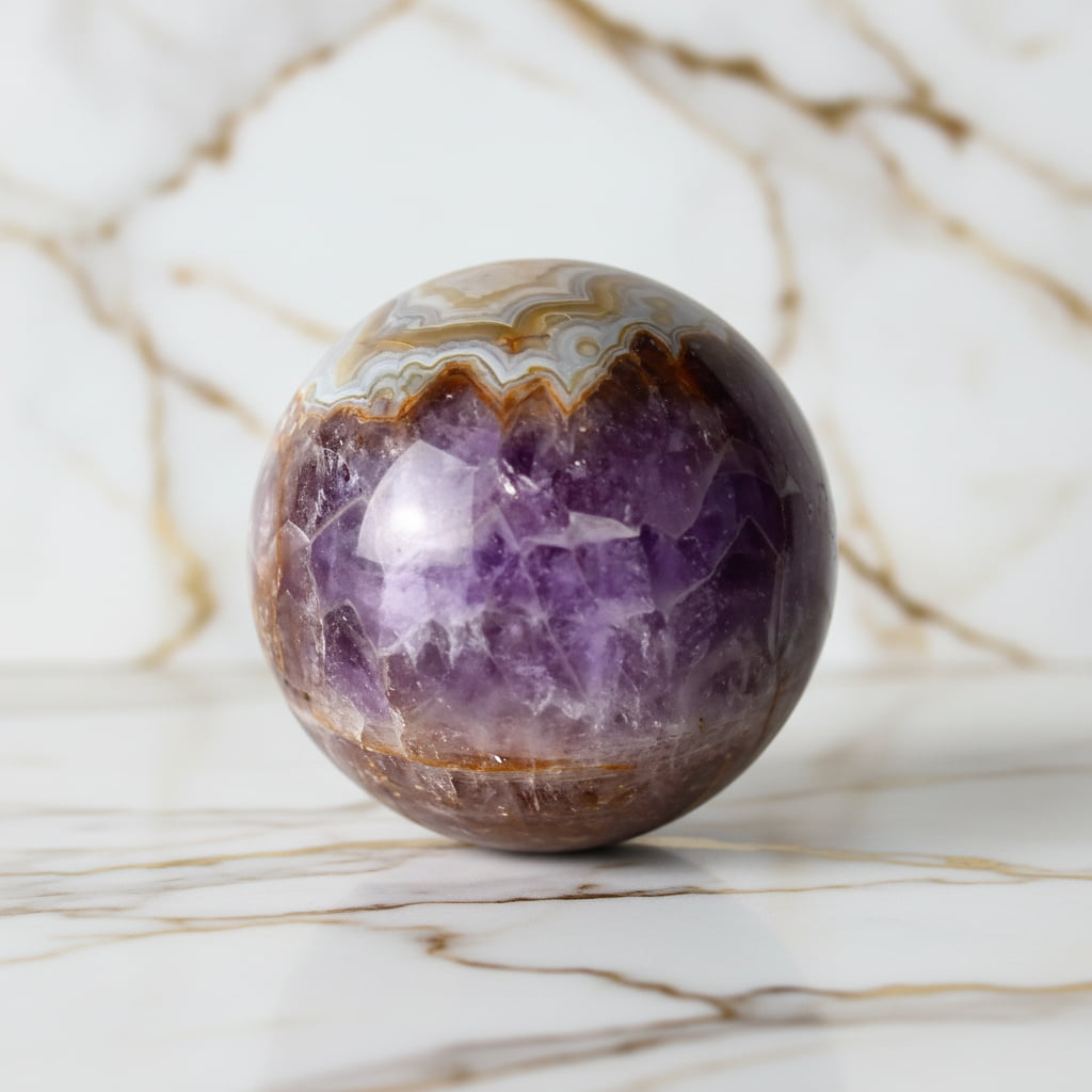 Amethyst Achat Kugel – Eleganter Wohn- & Meditationsbegleiter CrystalScents