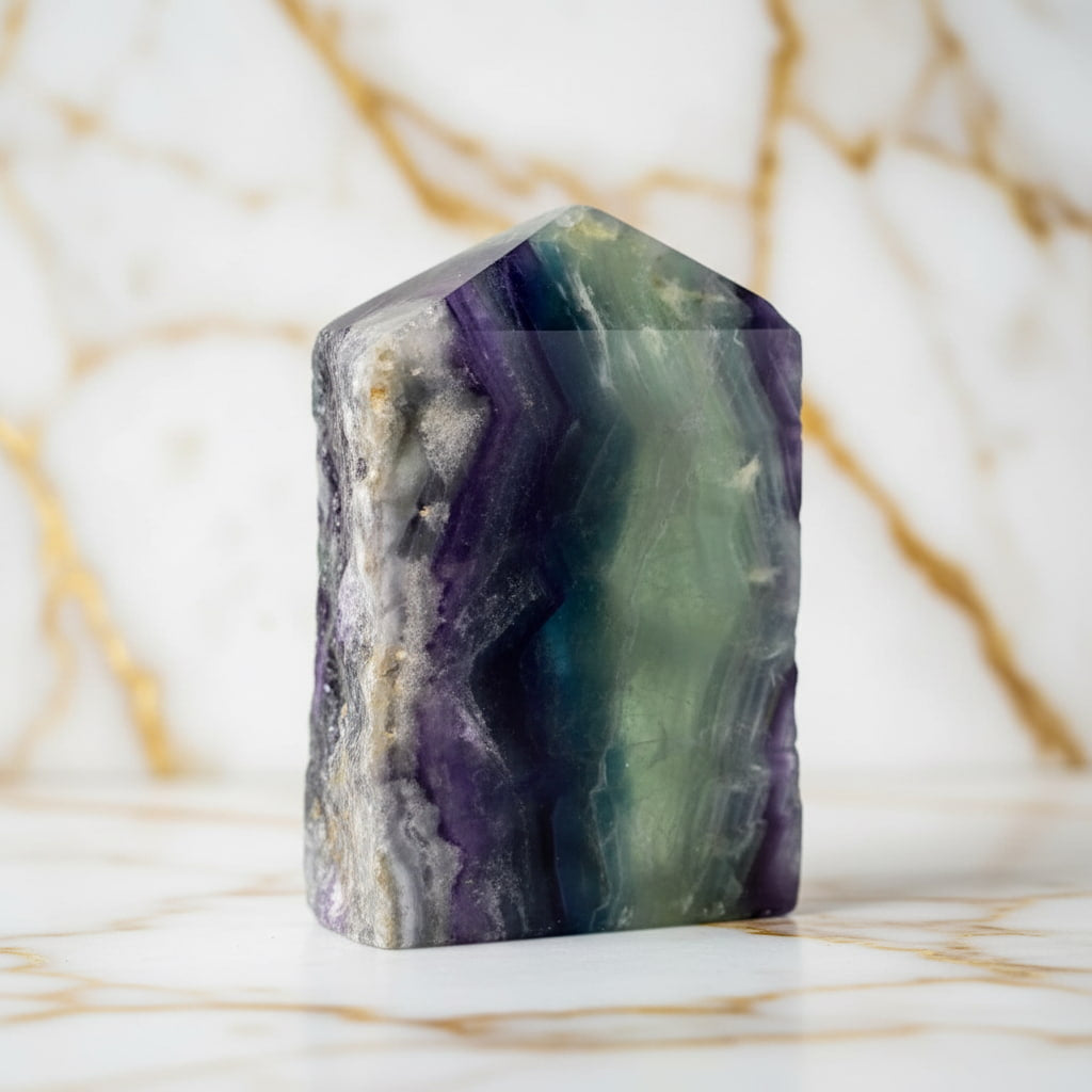 Fluorit Obelisk – Naturjuwel für Wohnräume CrystalScents