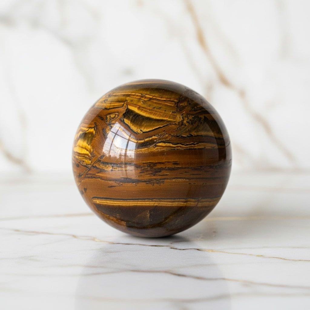 Tigerauge Kugel – Natürliche Kraftquelle CrystalScents