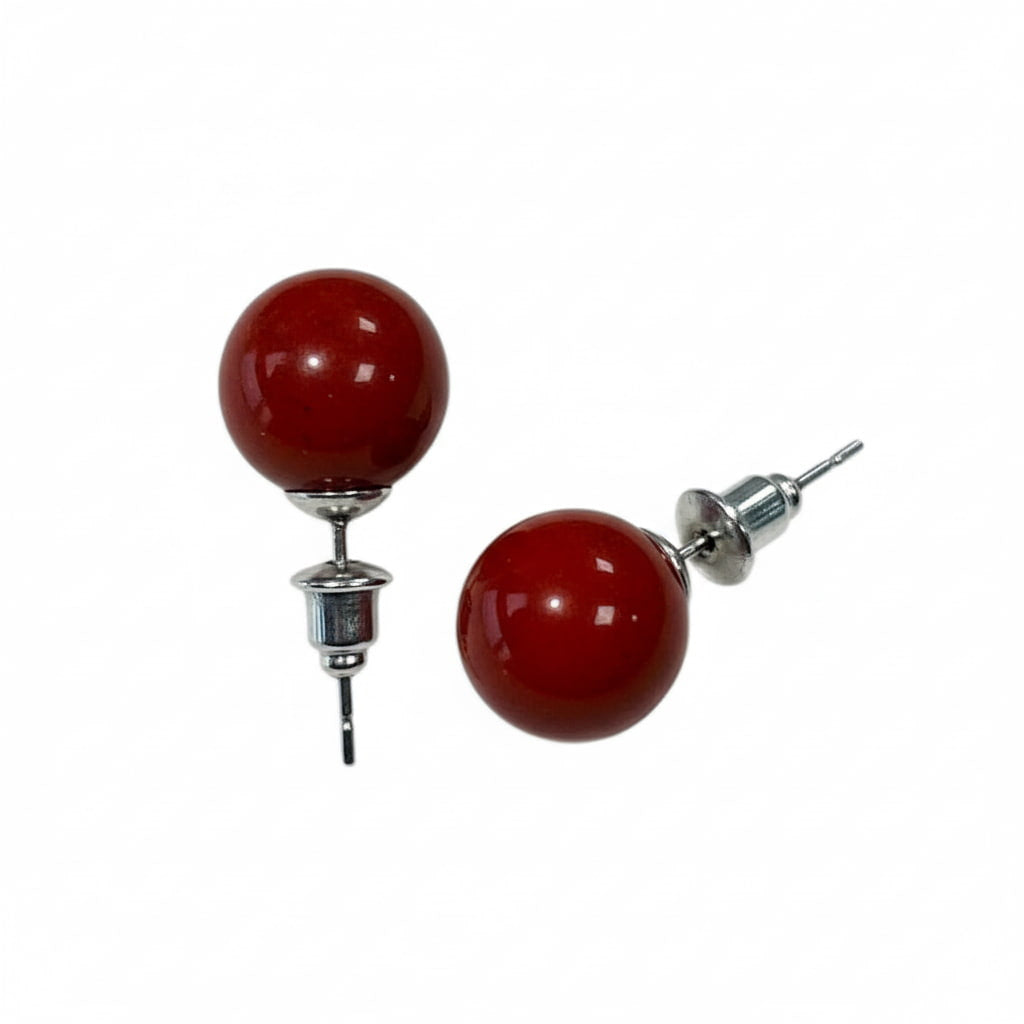 Roter Jaspis Ohrstecker – mit Jaspis-Kugel CrystalScents