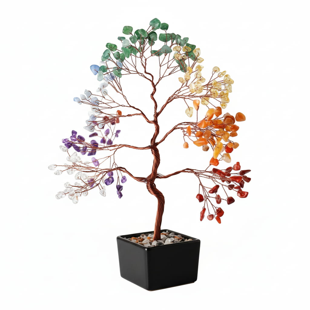 Chakra Baum in schwarzer Keramikschale CrystalScents