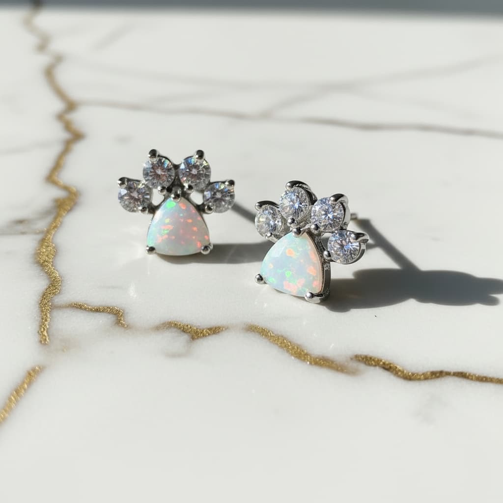 Opal Ohrstecker – Pfoten Design CrystalScents