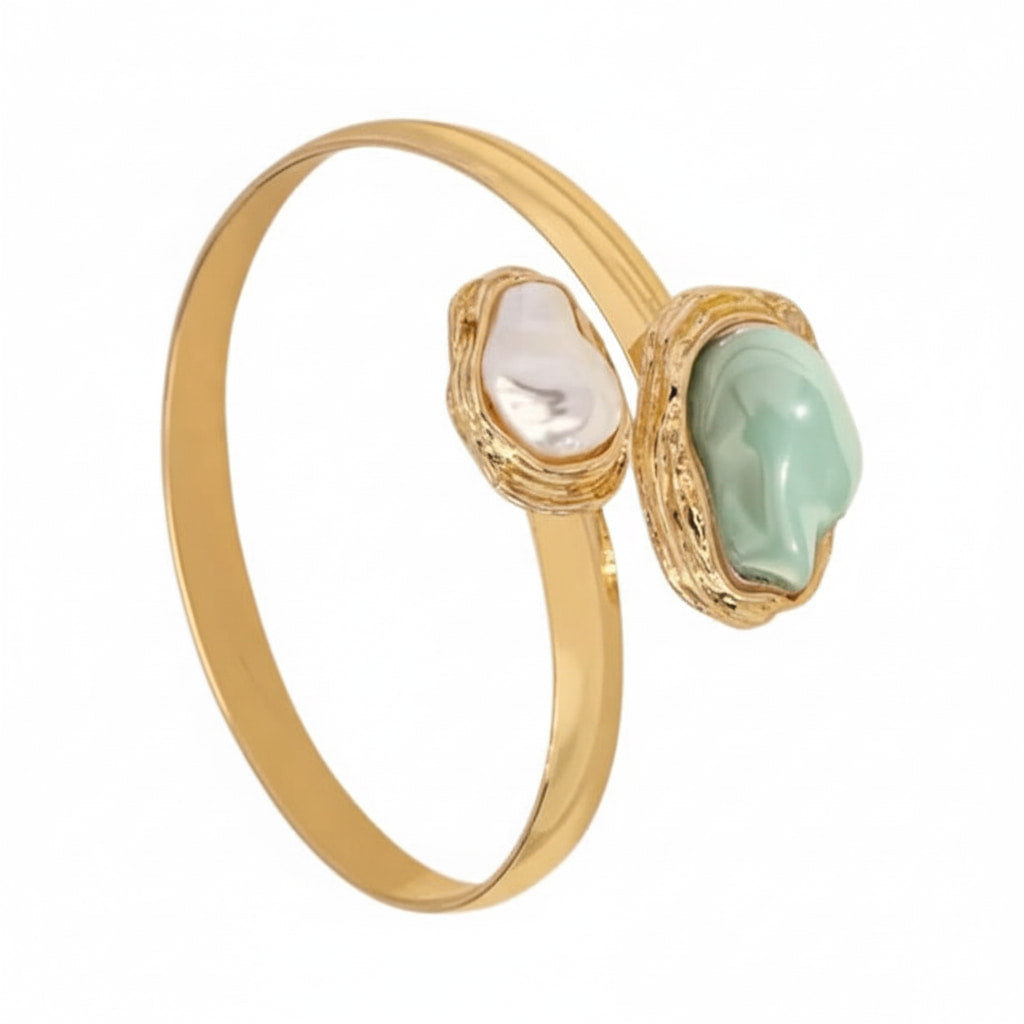Armreif in Gold mit grüner Perle CrystalScents