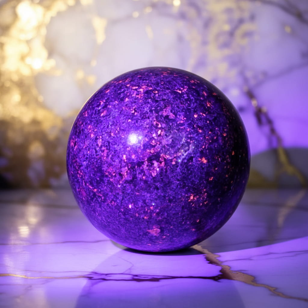 Sehr große Flammenstein Yooperlite Kugel - Lebendige Ausstrahlung CrystalScents