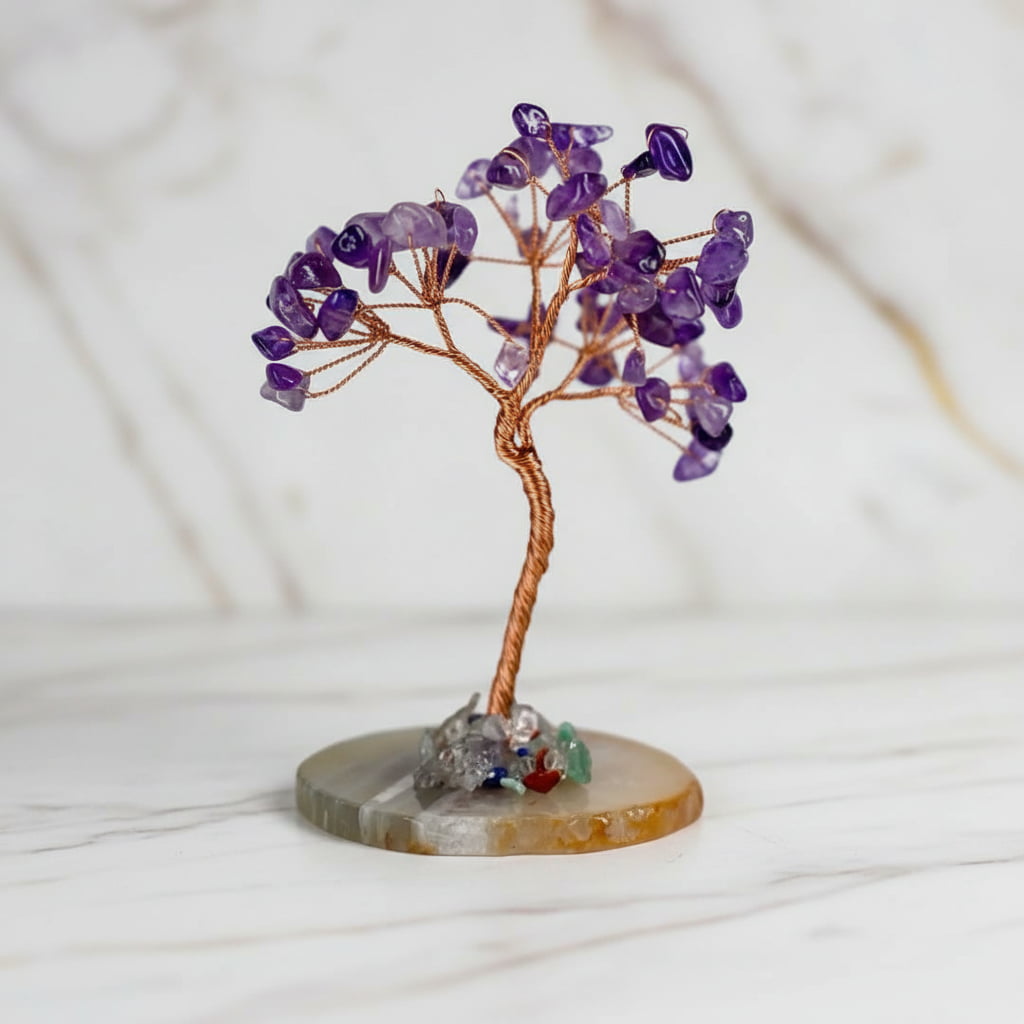 Amethyst Baum auf Achatscheibe – Harmonie & Eleganz CrystalScents