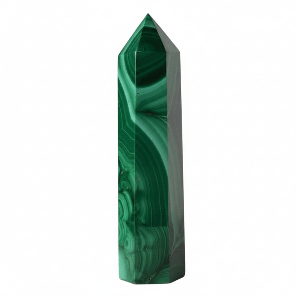 Malachit Obelisk – Kraftstein in tiefem Grün CrystalScents