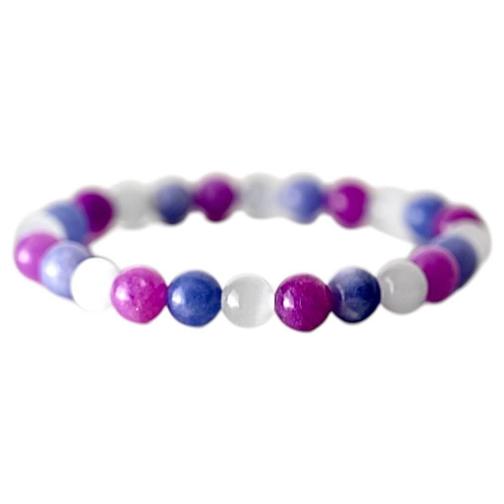 Amethyst Kugelarmband mit Aquamarin & Katzenauge CrystalScents