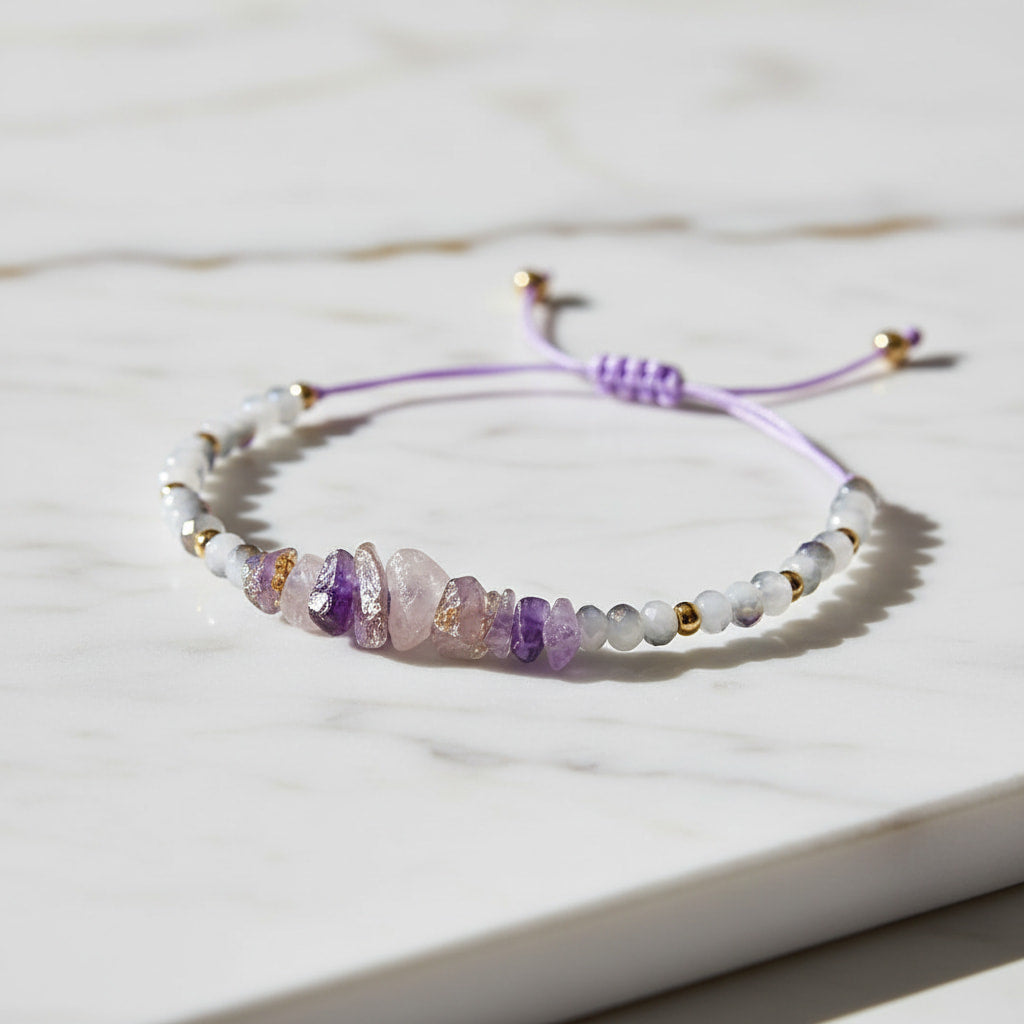 Amethyst Schutzarmband – Violetter Talisman für Balance CrystalScents