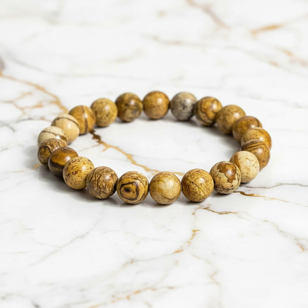 Picture Stone Jaspis Kugelarmband - Natürliche Energiequelle CrystalScents