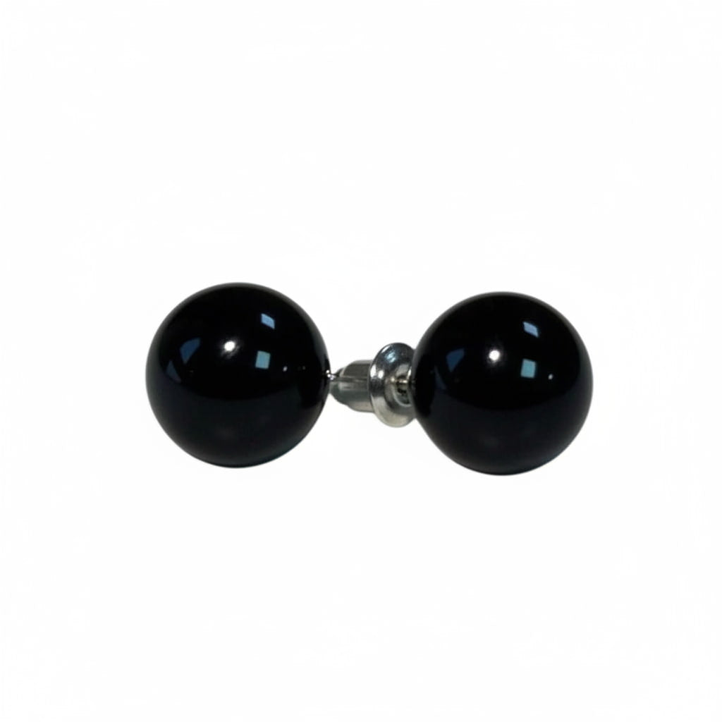 Achat Ohrstecker mit schwarzer Achat-Kugel CrystalScents