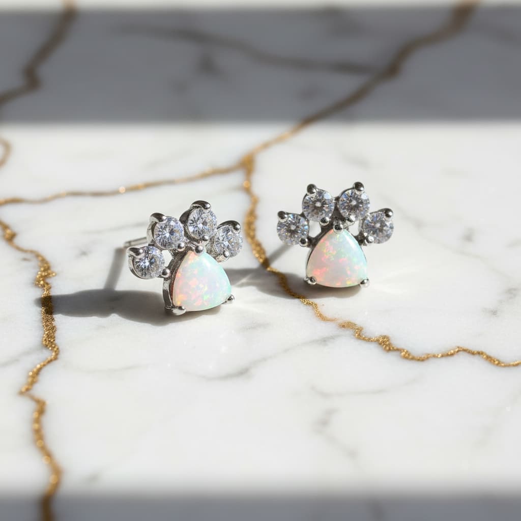 Opal Ohrstecker – Pfoten Design CrystalScents