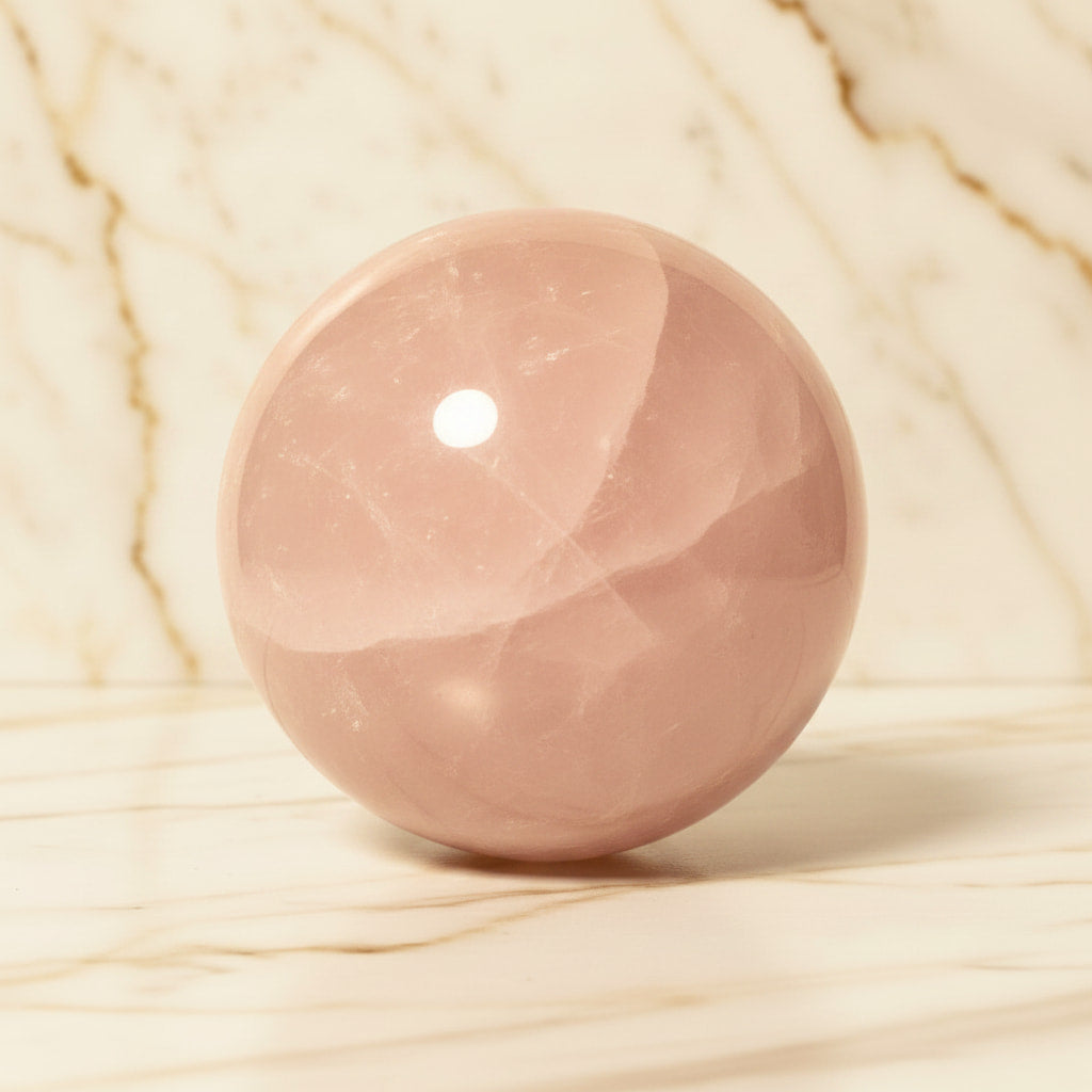 Rosenquarz Kugel – Zarte rosa Schwingungen CrystalScents