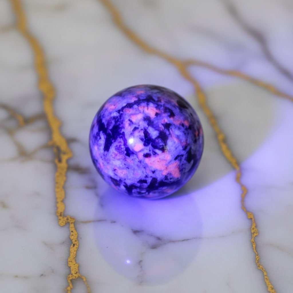 Mini Flammenstein Yooperlite Kugel – Energie & Vitalität CrystalScents