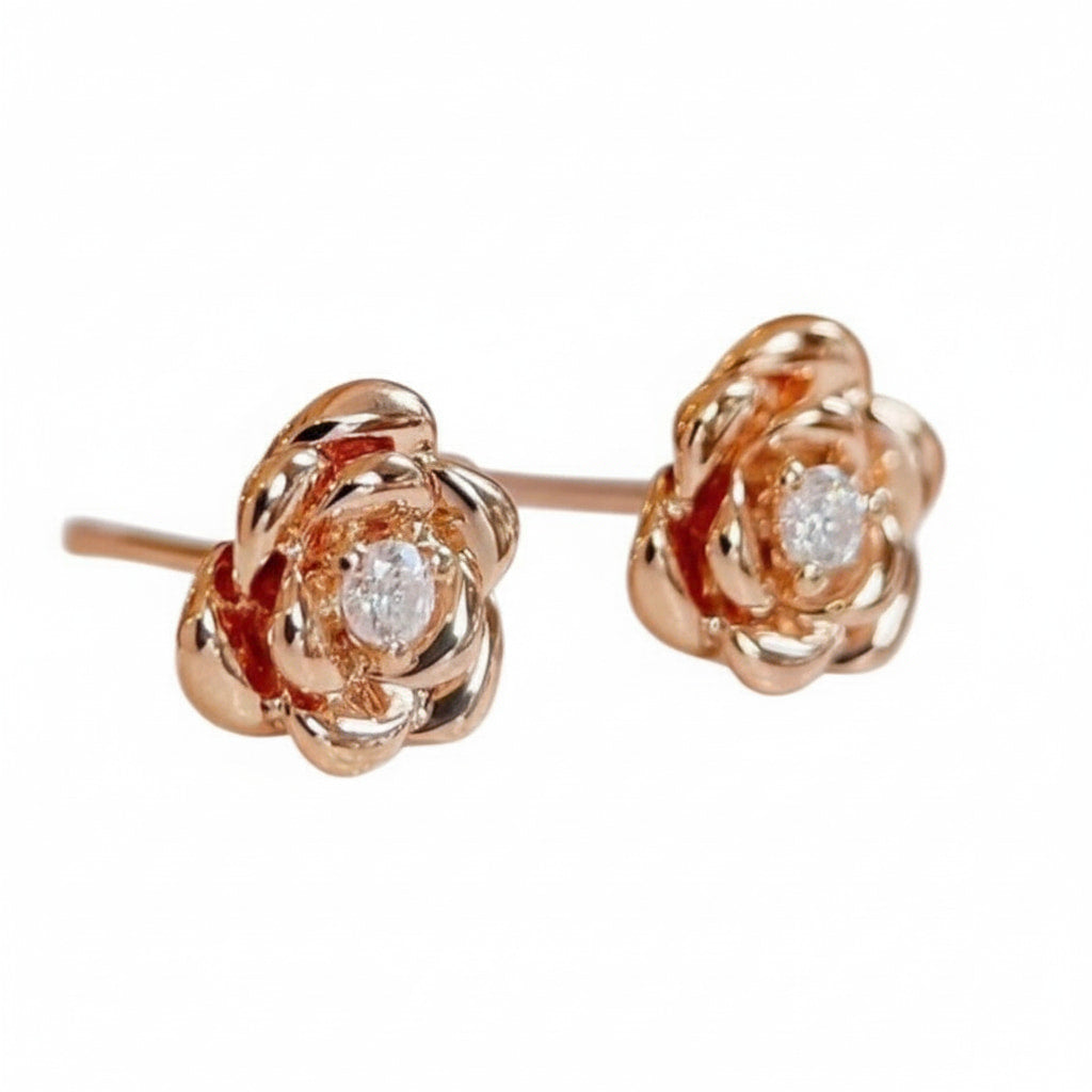 Ohrstecker - Roségold mit filigraner Rosenform CrystalScents