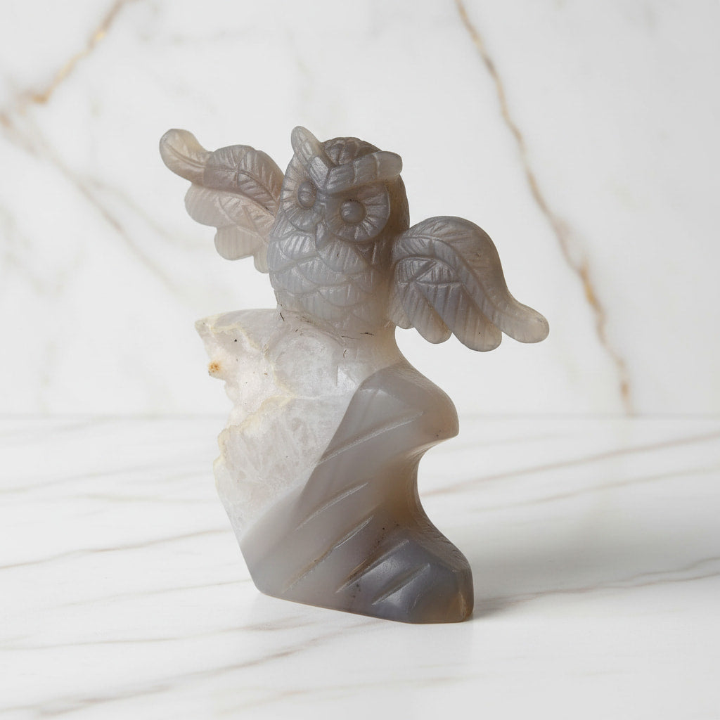 Achat – Graue Eulenfigur aus glitzerndem Kristall CrystalScents