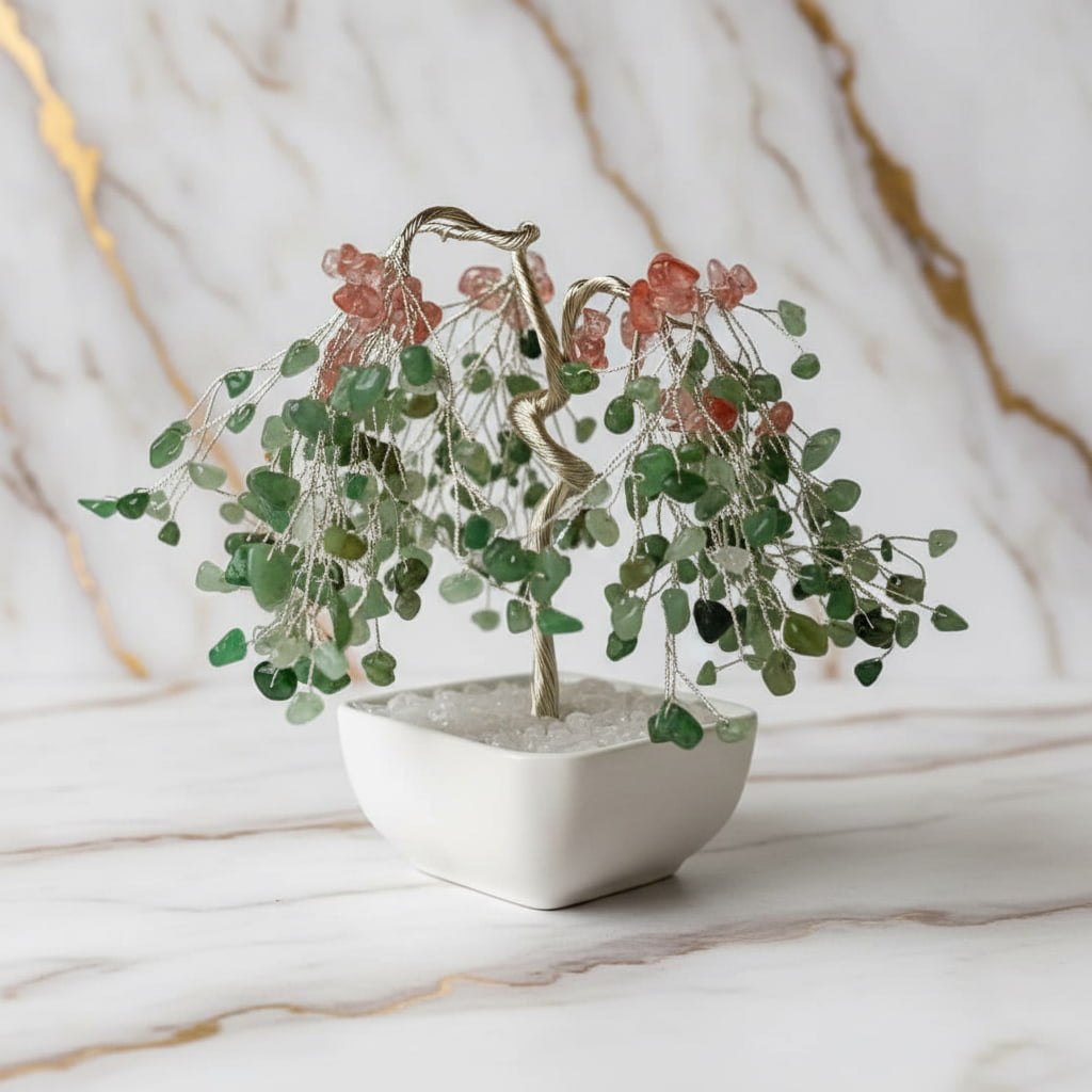 Aventurin & roter Achat Baum – Dekorativer Kristallbaum CrystalScents