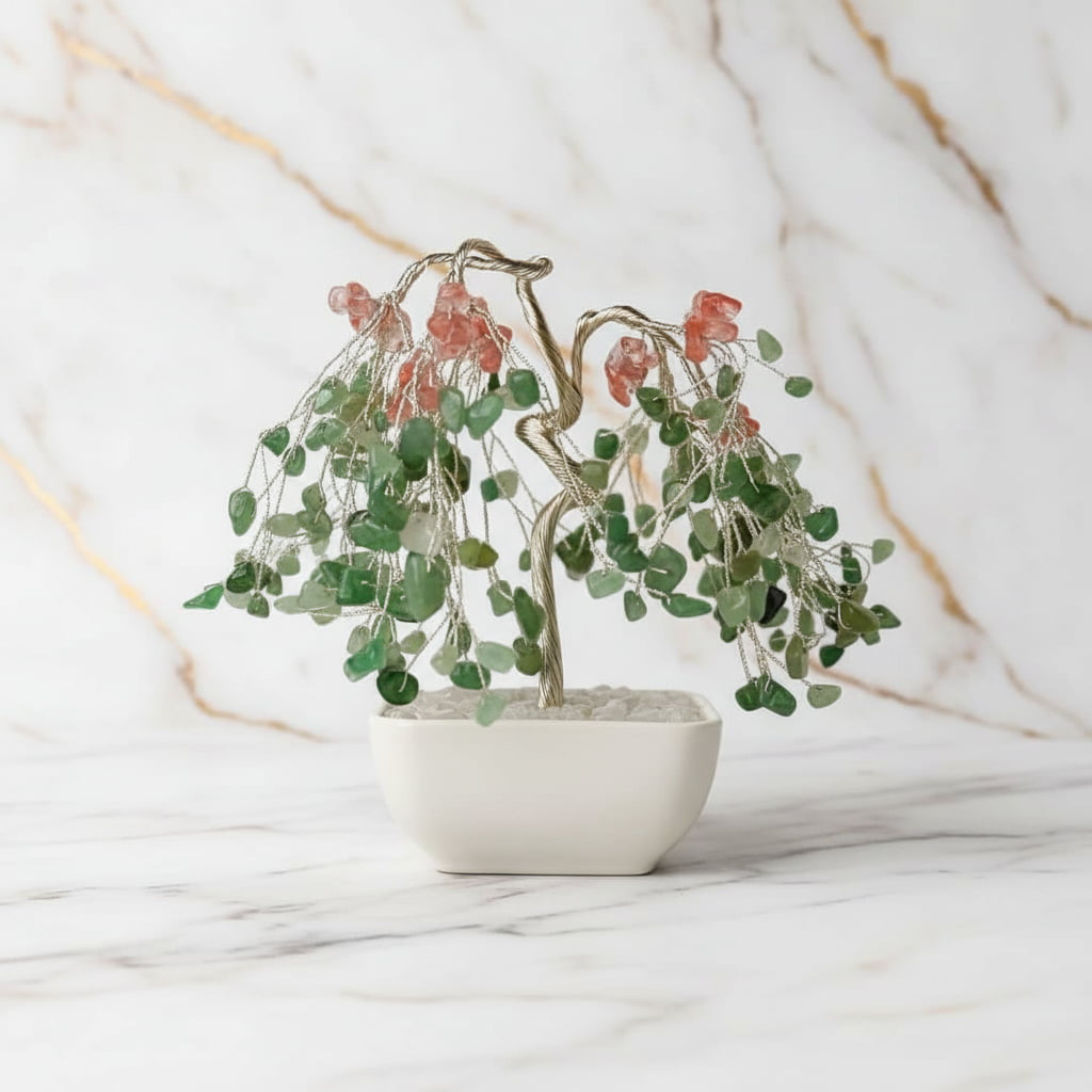 Aventurin & roter Achat Baum – Dekorativer Kristallbaum CrystalScents