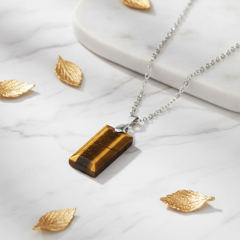 Tigerauge Halskette - Geschliffener Anhänger CrystalScents