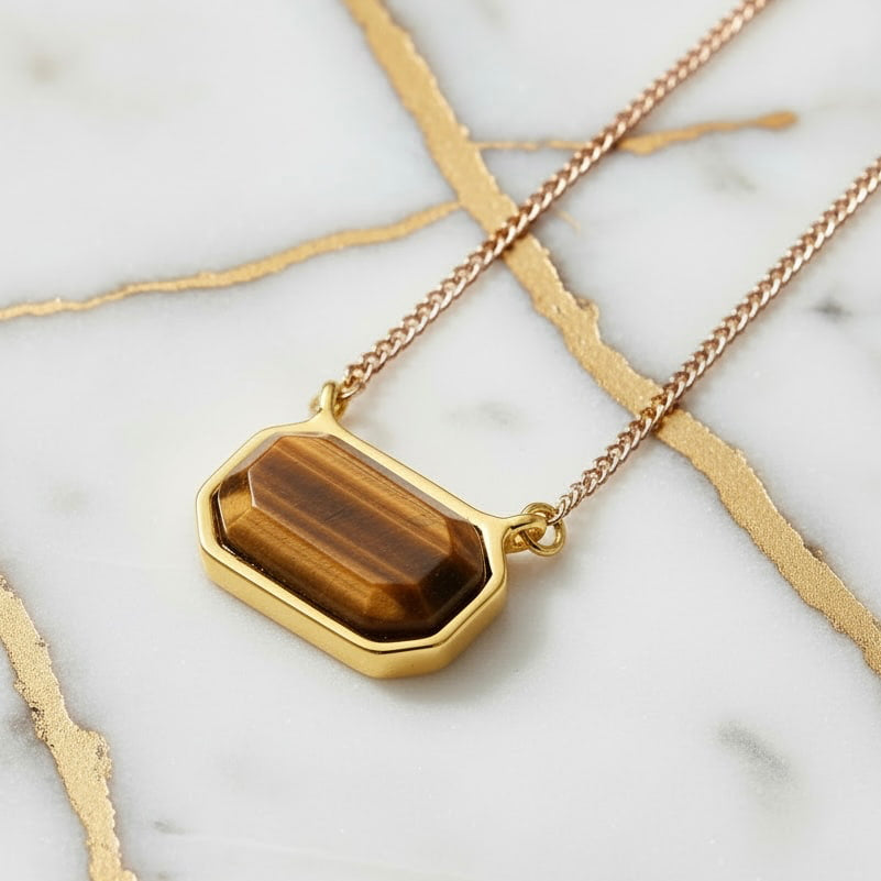 Tigerauge Halskette - Schimmernder Blickfang CrystalScents