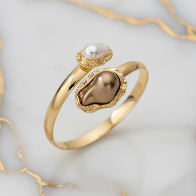 Armreif mit brauner Perle - Gold CrystalScents