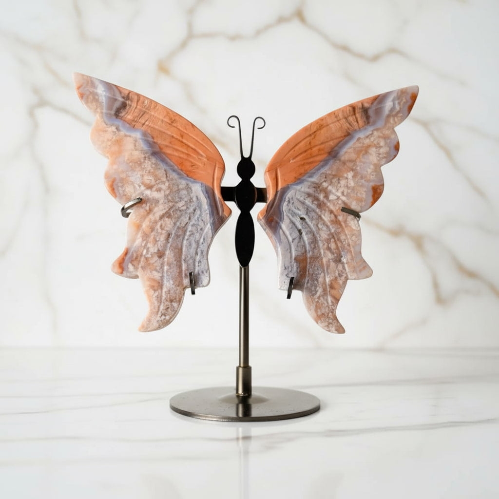 Kirschblüten Achat Schmetterling – Zarte Flügel & positive Energie CrystalScents
