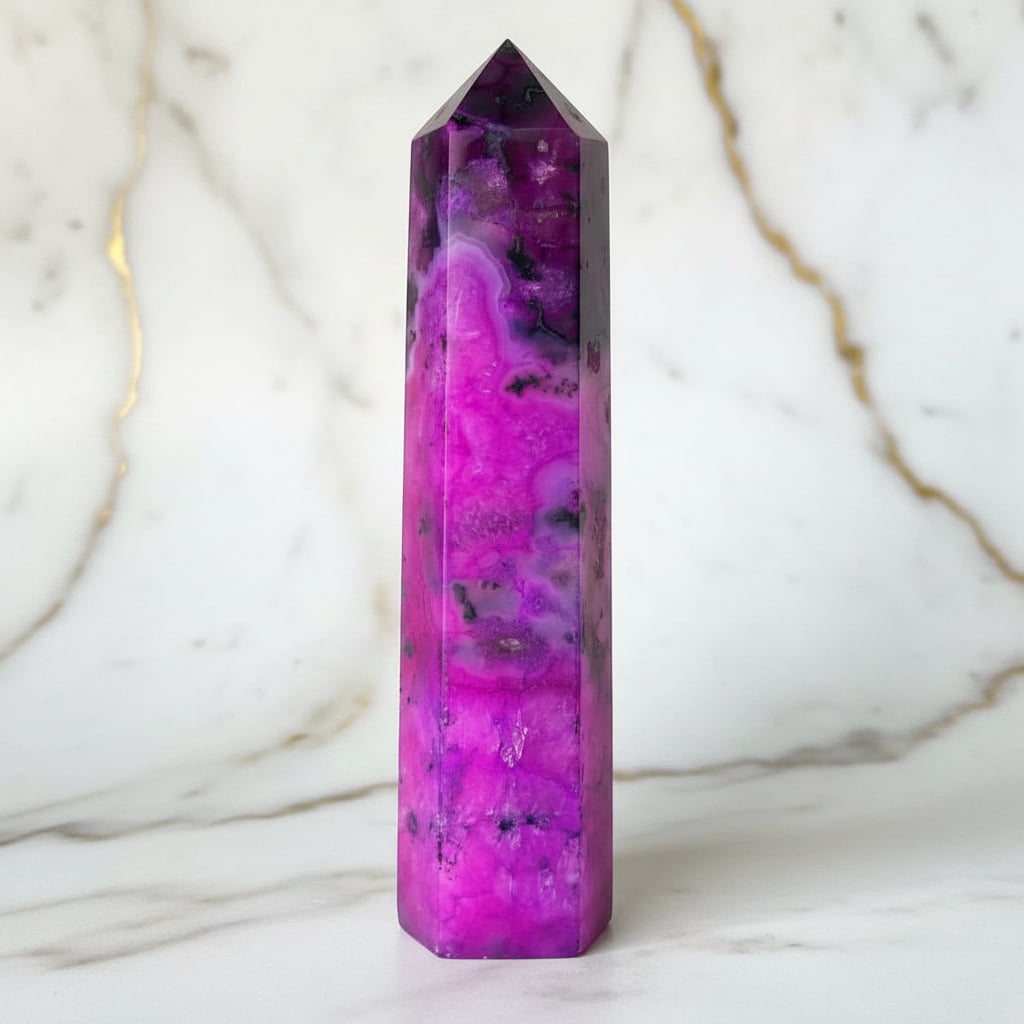 Achat Obelisk – Pinker Kristall voller Farbe & Lebendigkeit CrystalScents