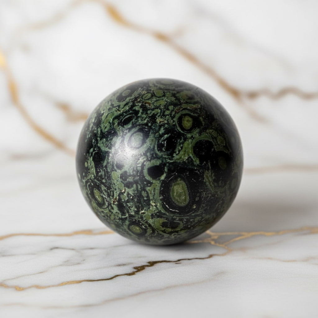 Kambaba Kugel – Pfauenauge Naturstein für Ruhe & Balance CrystalScents