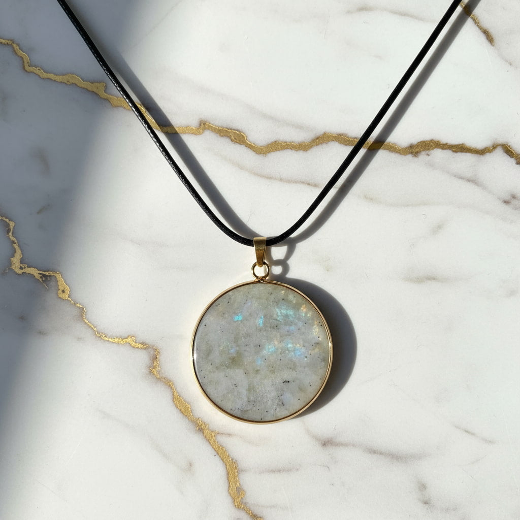 Labradorit Halskette - Krisall Scheibe CrystalScents