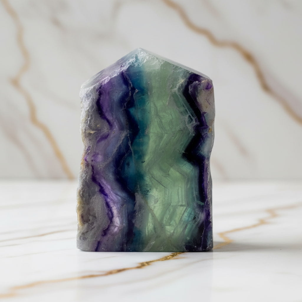 Fluorit Obelisk – Naturjuwel für Wohnräume CrystalScents