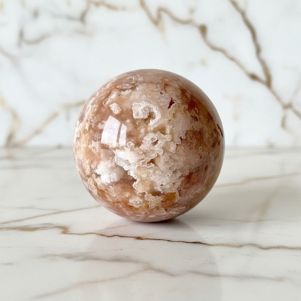 Kirschblüten Achat Kugel – Wohnhighlight für Harmonie & Ausgleich CrystalScents