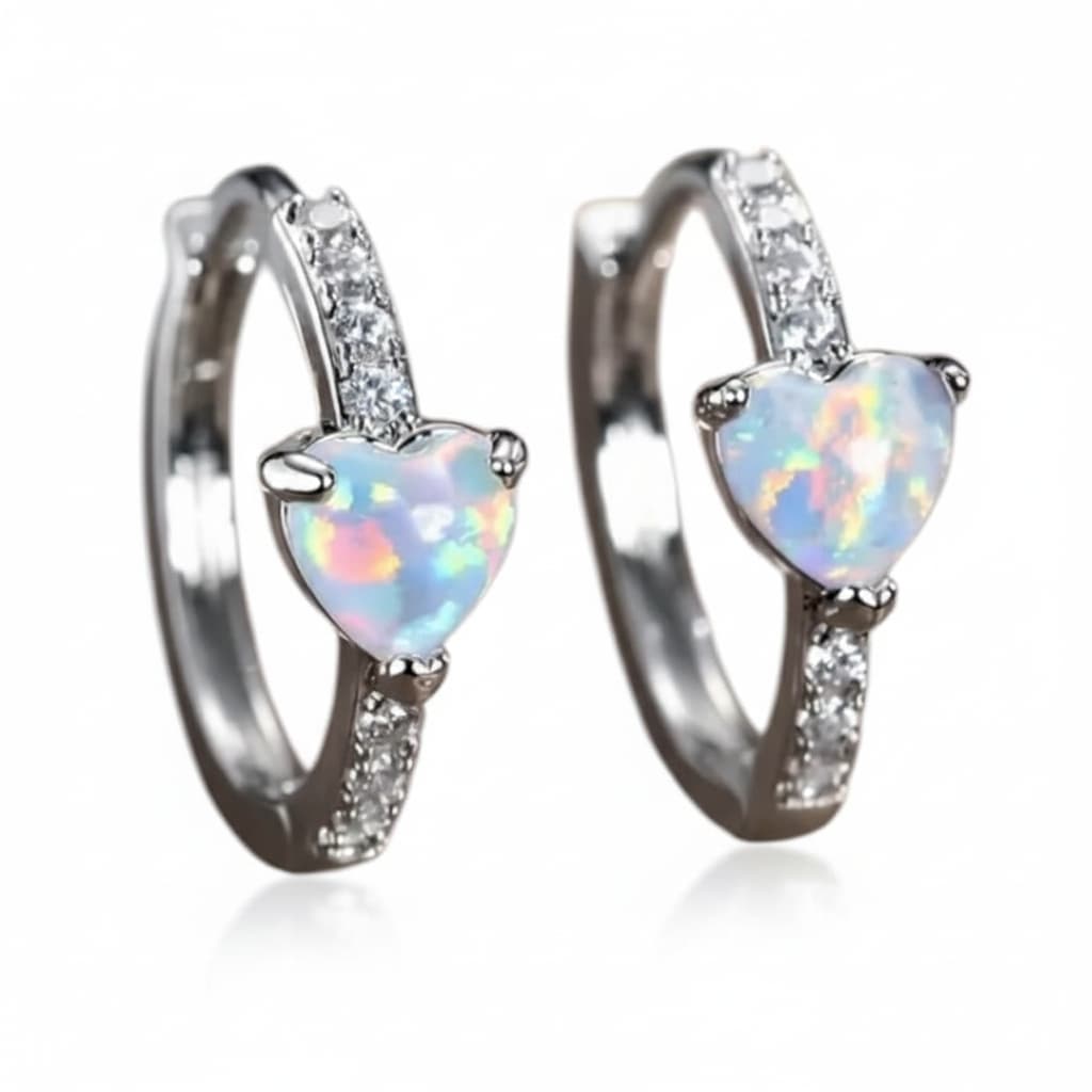 Opal Ohrringe Silber – Funkelndes Herz CrystalScents