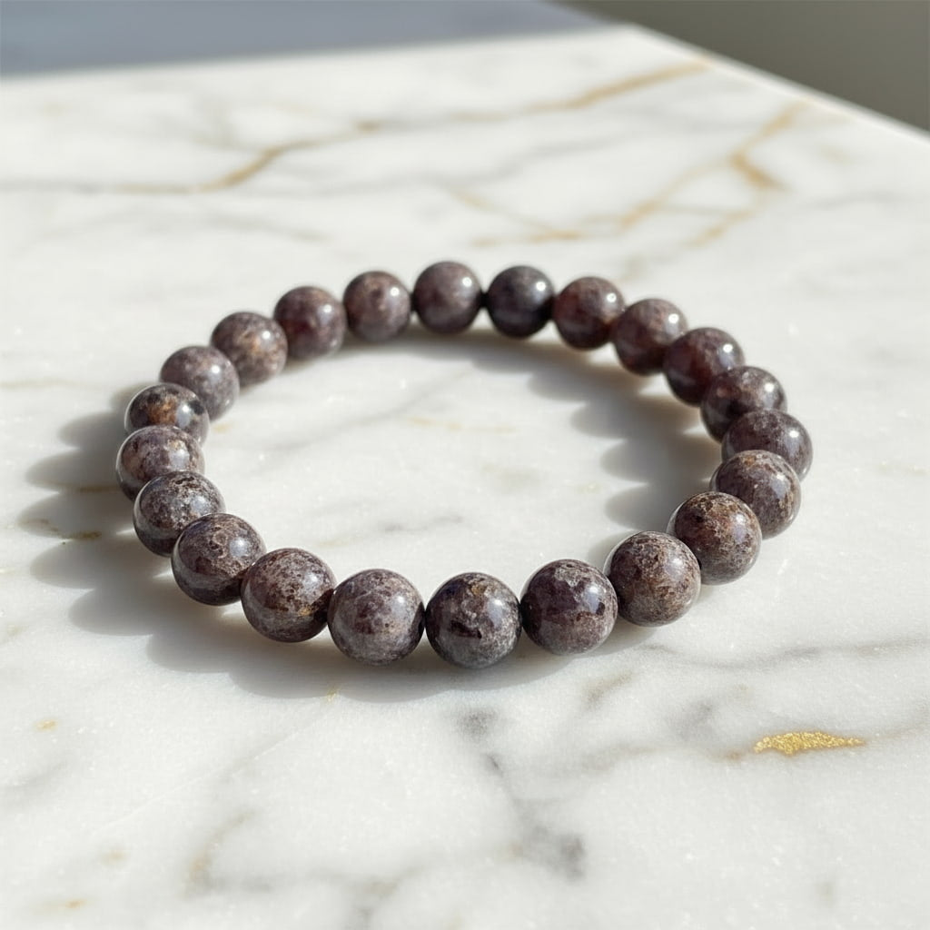 Flammenstein Yooperlite Kugelarmband – Mystisches Leuchten CrystalScents