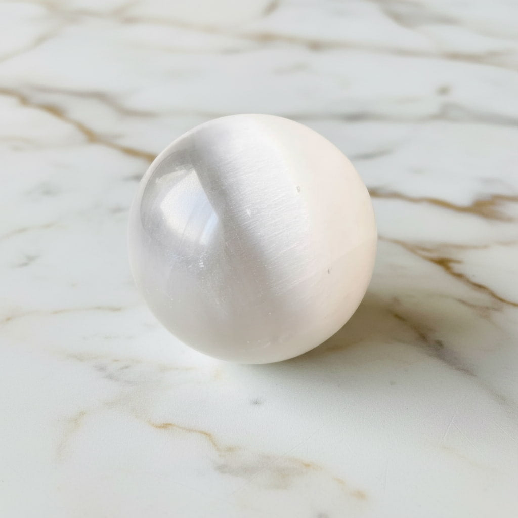 Selenit Kugel – Klarheit & energetische Reinigung CrystalScents