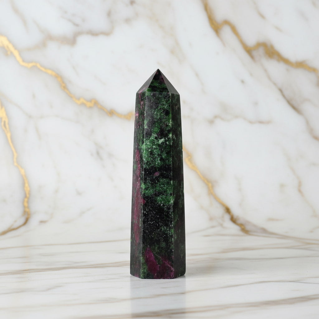 Rubin Zoisit Obelisk – Lebendige Muster CrystalScents