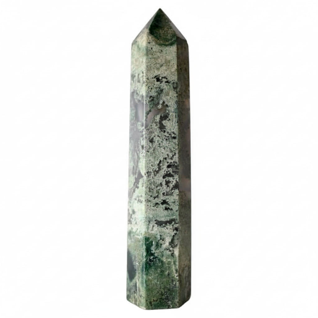 Moosachat Obelisk – Grünes Kristallhighlight CrystalScents