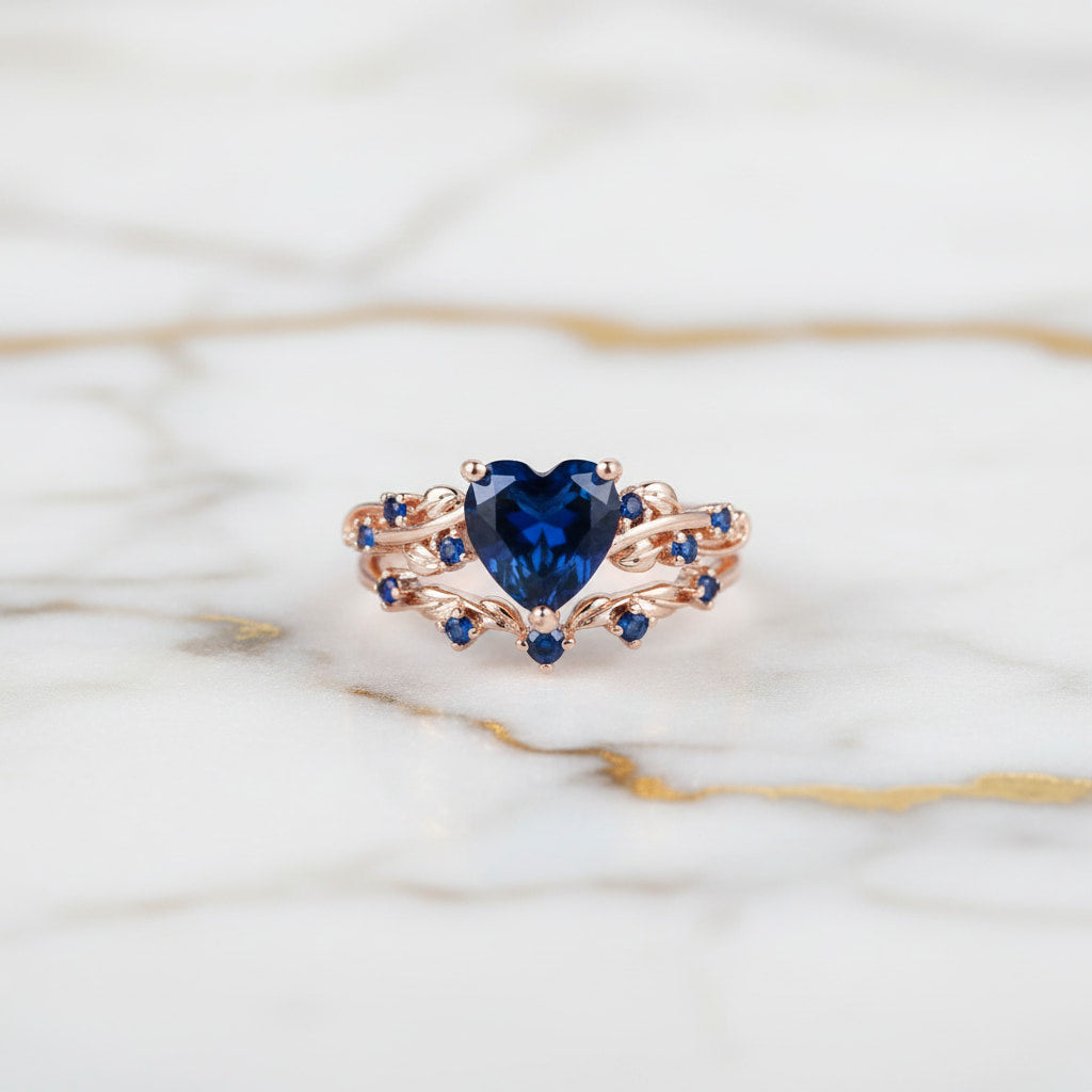 Ring – 2-teilig mit dunkelblauem Herz CrystalScents