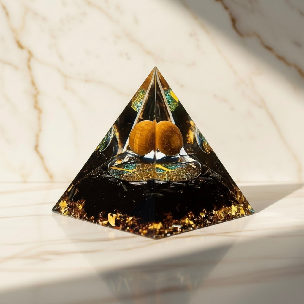 Orgonit Pyramide Obsidian - Tigerauge Kugel CrystalScents