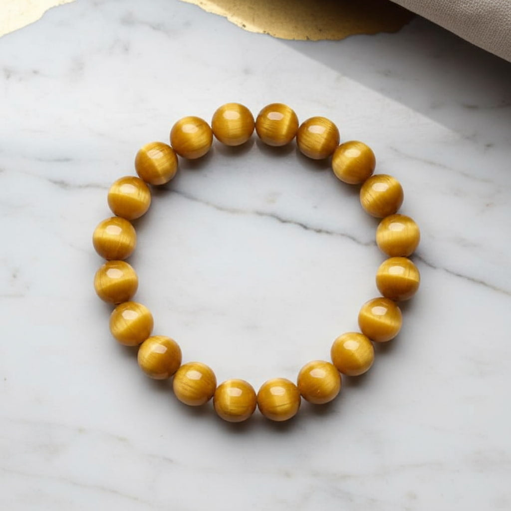 Goldenes Tigerauge Kugelarmband - Gelbe Freude CrystalScents