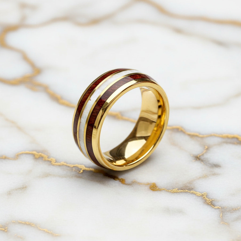 Ring Gold mit Holz-Detail für stilvolle Präsenz CrystalScents