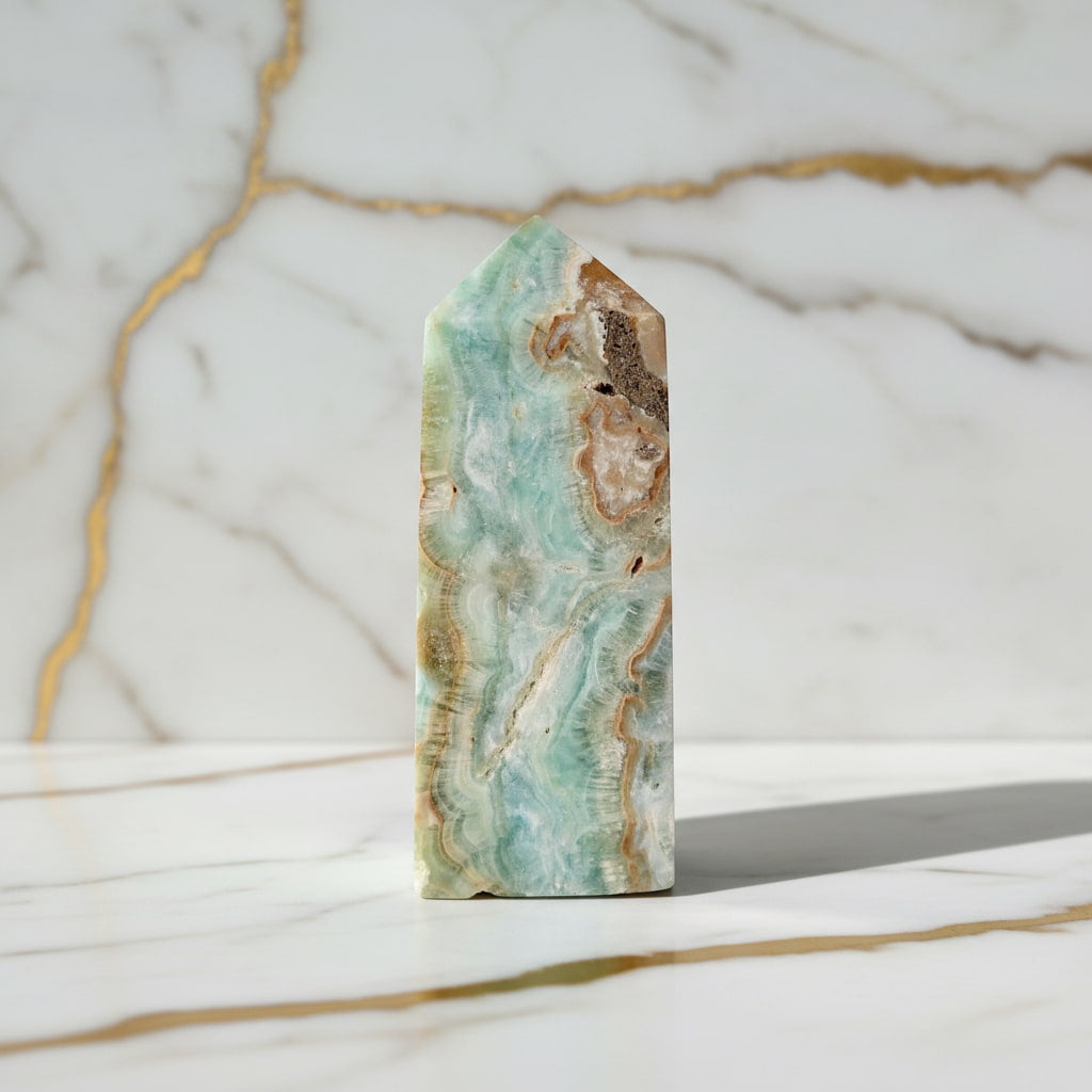 Aragonit Obelisk – Klarheit & Harmonie CrystalScents