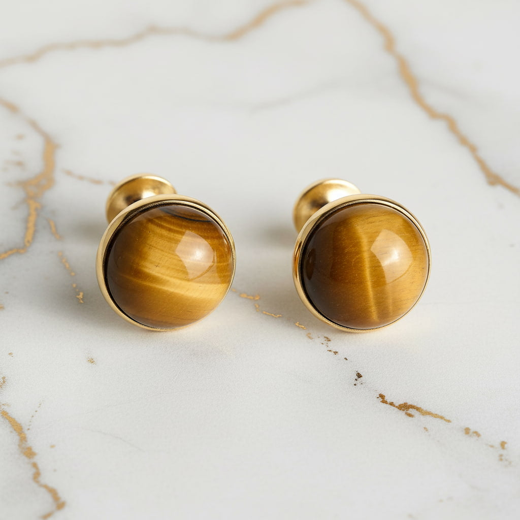 Tigerauge Manschettenknöpfe Gold CrystalScents