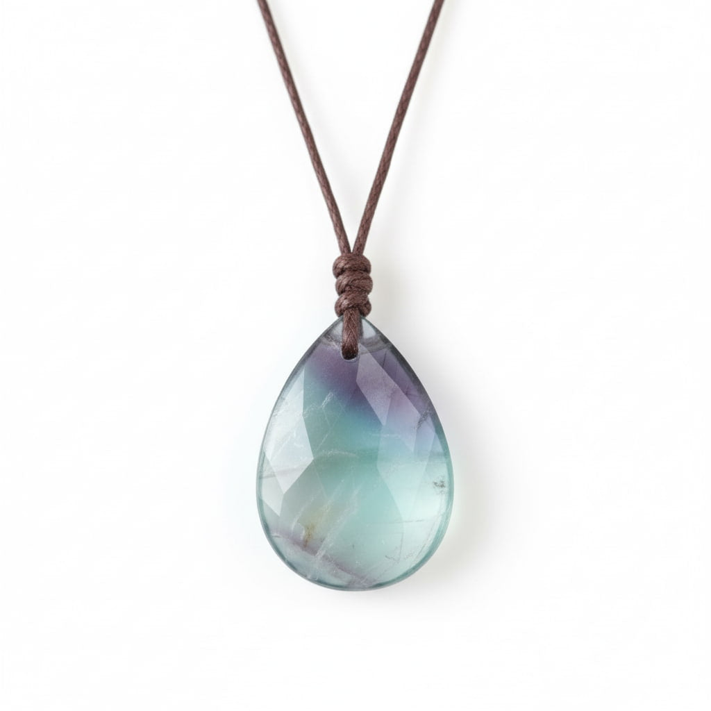 Fluorit Halskette - Tropfenförmiger Anhänger CrystalScents