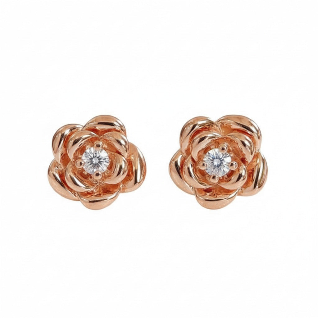 Ohrstecker - Roségold mit filigraner Rosenform CrystalScents