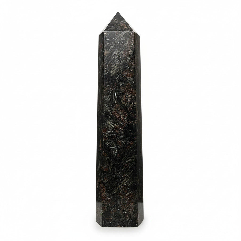 Astrophyllit Granat Obelisk - Naturjuwel mit Struktur CrystalScents