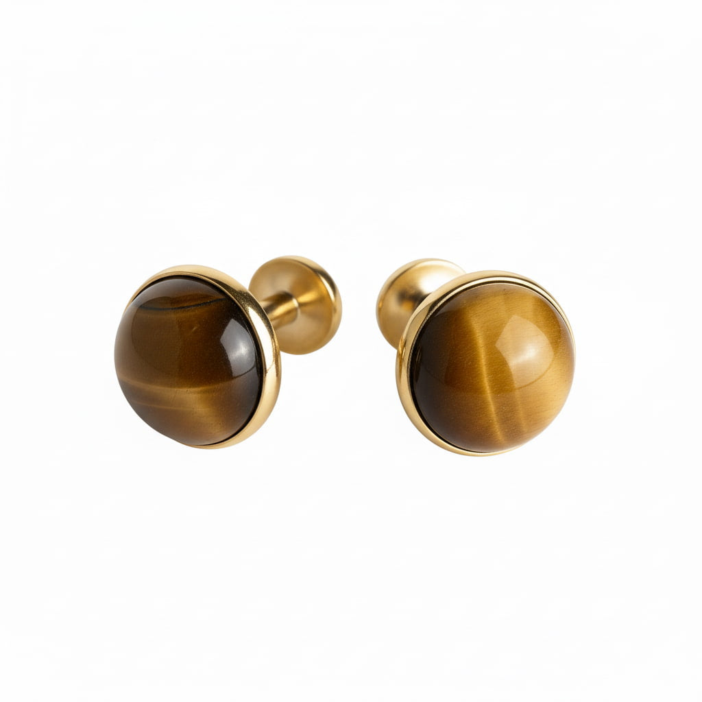 Tigerauge Manschettenknöpfe Gold CrystalScents